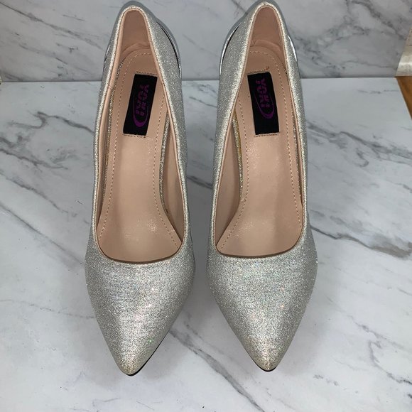 LIKE NEW YOKI Sparkly Silver w/Mirror Finish Heels - Picture 2 of 5